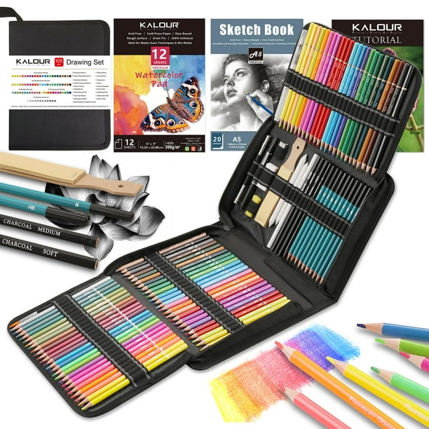 Set de dibujo KALOUR, 106 unidades, cuaderno de bocetos y acuarela
