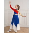 thumbnail image 3 of YONGHS Kids Girls Long Sleeve Gold Metallic Ballet Liturgical Praise Lyrical Dance Dress Royal Blue 8, 3 of 7