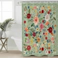 thumbnail image 4 of Shower Curtain, Pastoral Watercolor Flowers on Green Waterproof Shower Curtain Set with Hooks for Bathroom Showers,Stalls and Bathtubs,72x72In Flowers Leaves, 4 of 8