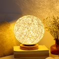 thumbnail image 1 of Rattan Bedside Lamp Rattan Table Lamp Moon Night Light With Wooden Base Warm Decoration For End Table Bedroom, 1 of 5