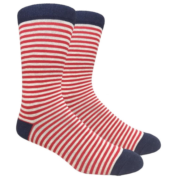 Urban-Peacock Men's Dress & Groomsmen Socks - Thin Red Stripe with Beige and Navy - 1 Pair
