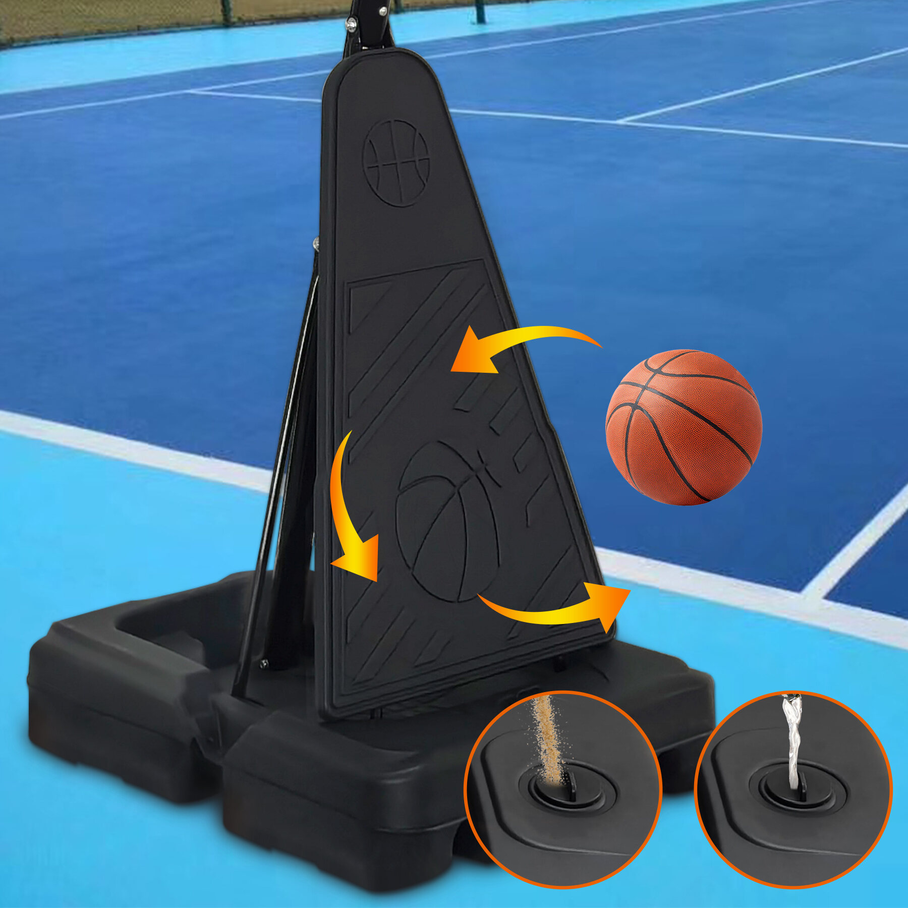 Outdoor Basketball Hoops Portable Basketball Hoop for Youth Adults & Professional Match,Adjustable Height 8.04 ft to 10.01 ft,44 inch Backboard with Rebound System, Indoor/Outdoor Basketball Goal wit