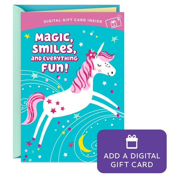 Hallmark Gift Card Greeting Birthday Card for Kids (Magic and Smiles Unicorn)