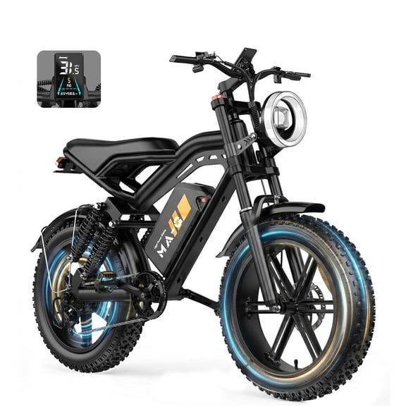 20" x 4" Fat Tire Electric Bike, Peak 1500W Motor Dirt Adult Ebike with 48V 15.6Ah Removable Battery, Electric Mountain Bicycle with 7 Speed, UL2849