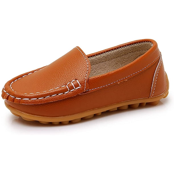 Boys Girls Leather Loafers SlipOn Oxford Flats Boat Dress Schooling