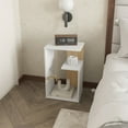 thumbnail image 4 of White and Light Oak Vega Side Table with Open Storage, 24.9" x 15.7" x 11.8", 4 of 11