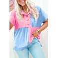 thumbnail image 5 of Stylish Myosotis Two Tone Half Button Collared T-Shirt for Women | [ZhiHiMeRi] | (US 12-14)L, 5 of 5