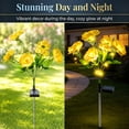 thumbnail image 6 of Rirool Solar Camellia Flower Garden Stake Lights, 7 Heads Outdoor Solar Lights Waterproof, Warm White Decorative Lights for Yard Lawn Patio Pathway, Yellow 2 Pack, 6 of 8