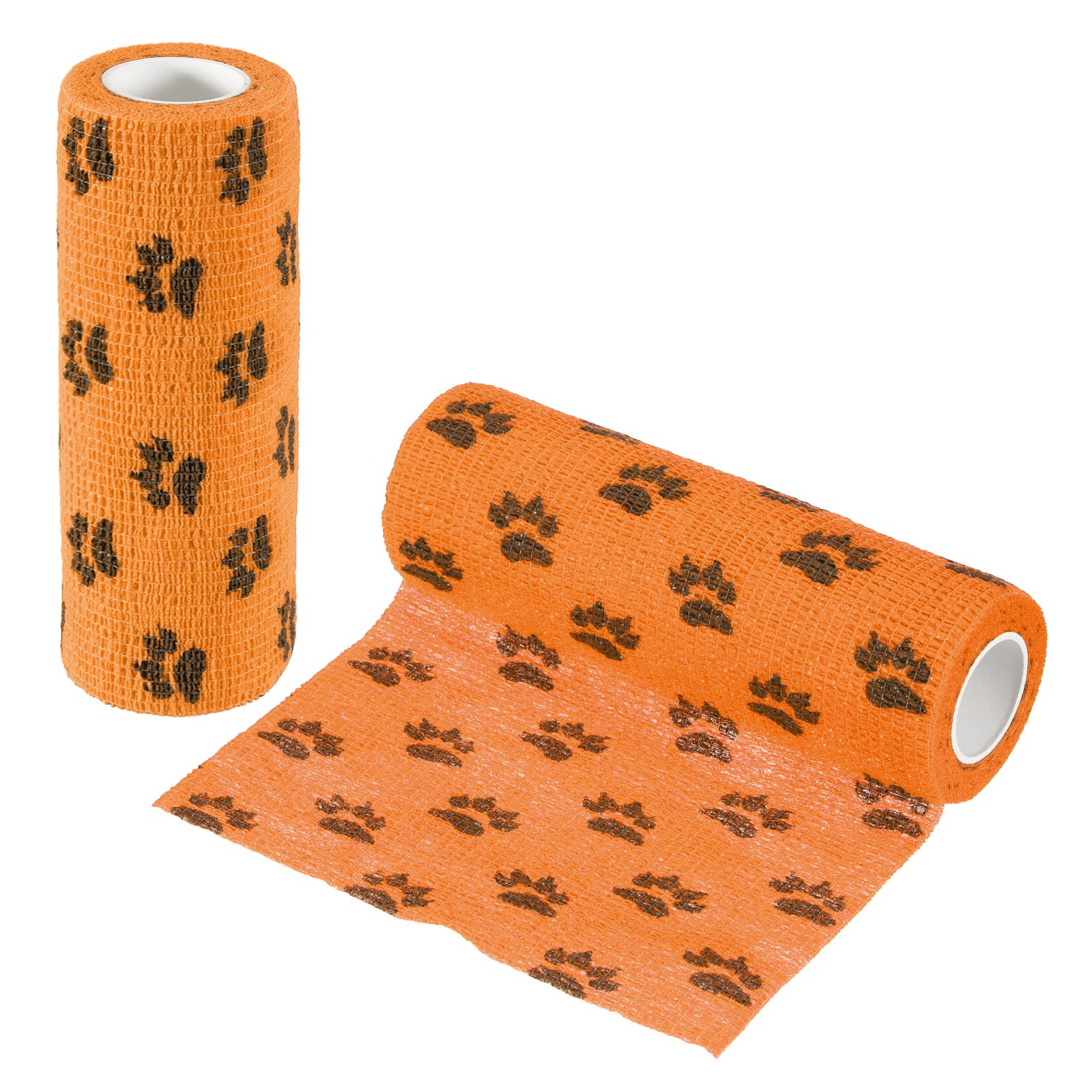 Uxcell Pet Wrap Bandages, 6 Inch 5 Yard Self Adhesive Bandage Wrap, Pet Non-Woven Tape First Aid Cohesive Gauze, (Orange/Paw, 2 Pcs)