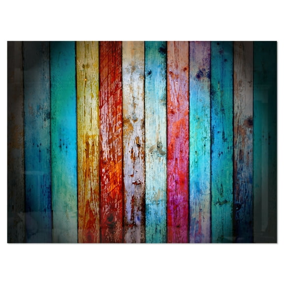 Designart 'Vintage Wooden Pattern' Metal Wall Art