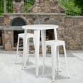thumbnail image 2 of Flash Furniture Boyd Commercial Grade 30" Round White Metal Indoor-Outdoor Bar Table Set with 2 Square Seat Backless Stools, 2 of 5