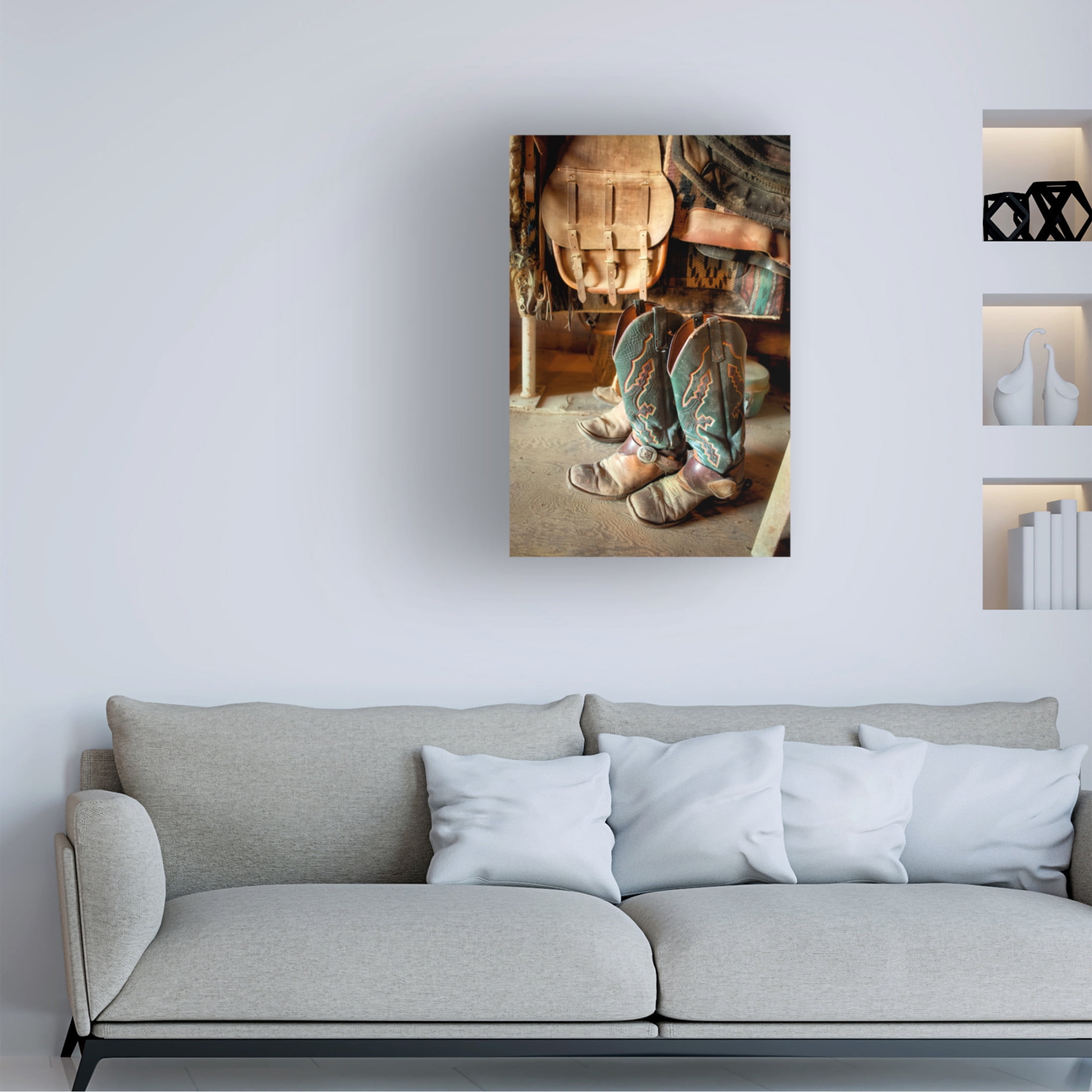 Canvas Wall Art - Lisa Dearing 'Old Boots' Wall Art for Living Room, Bedroom, or Office Décor by Trademark Fine Art - 16 x 24 Inches