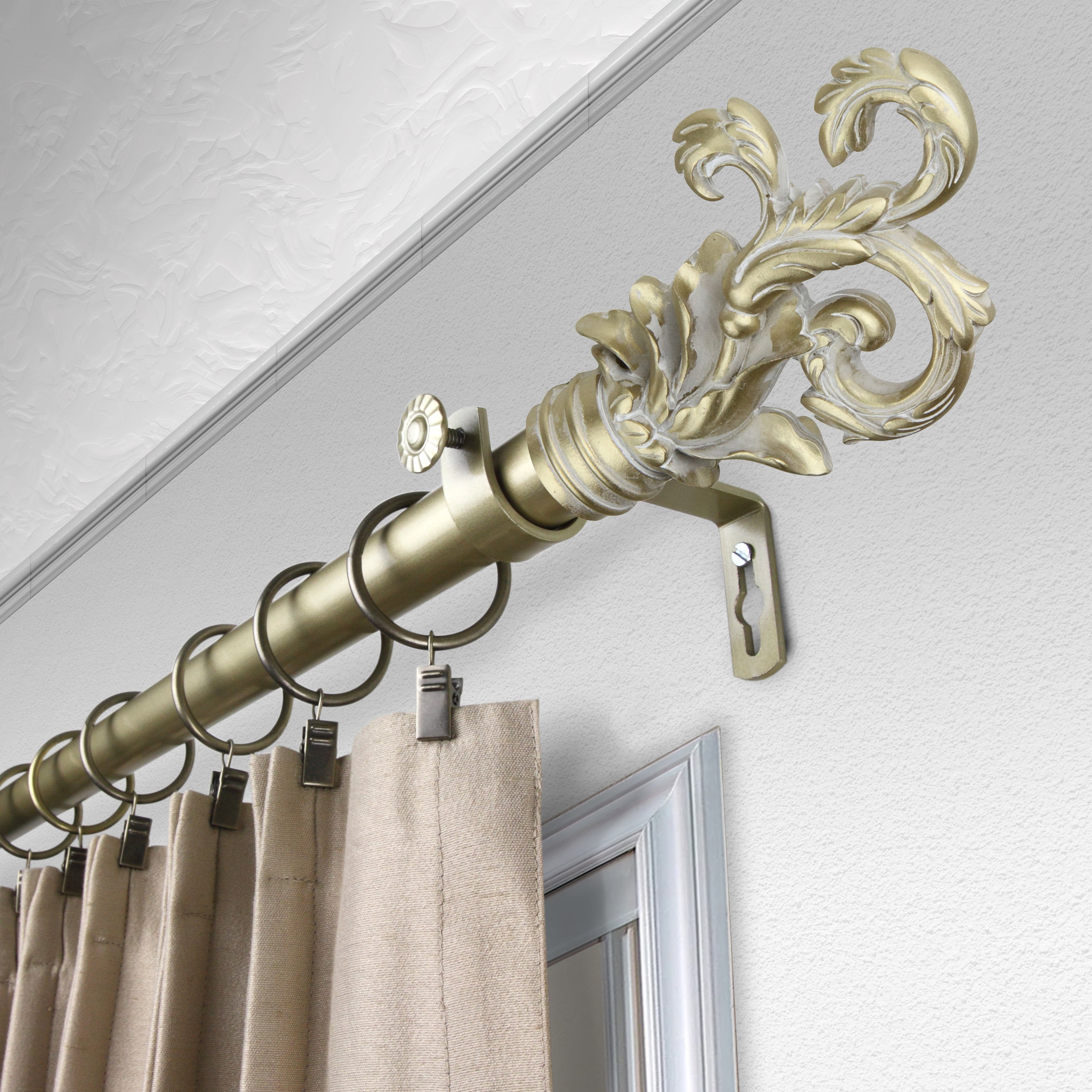 1" Dia Adjustable Paxe Curtain Rod 120-170 inch Light Gold