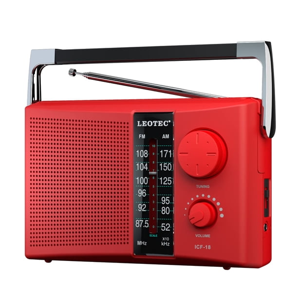 Radio AM FM portátil LEOTEC con mejor recepción roja