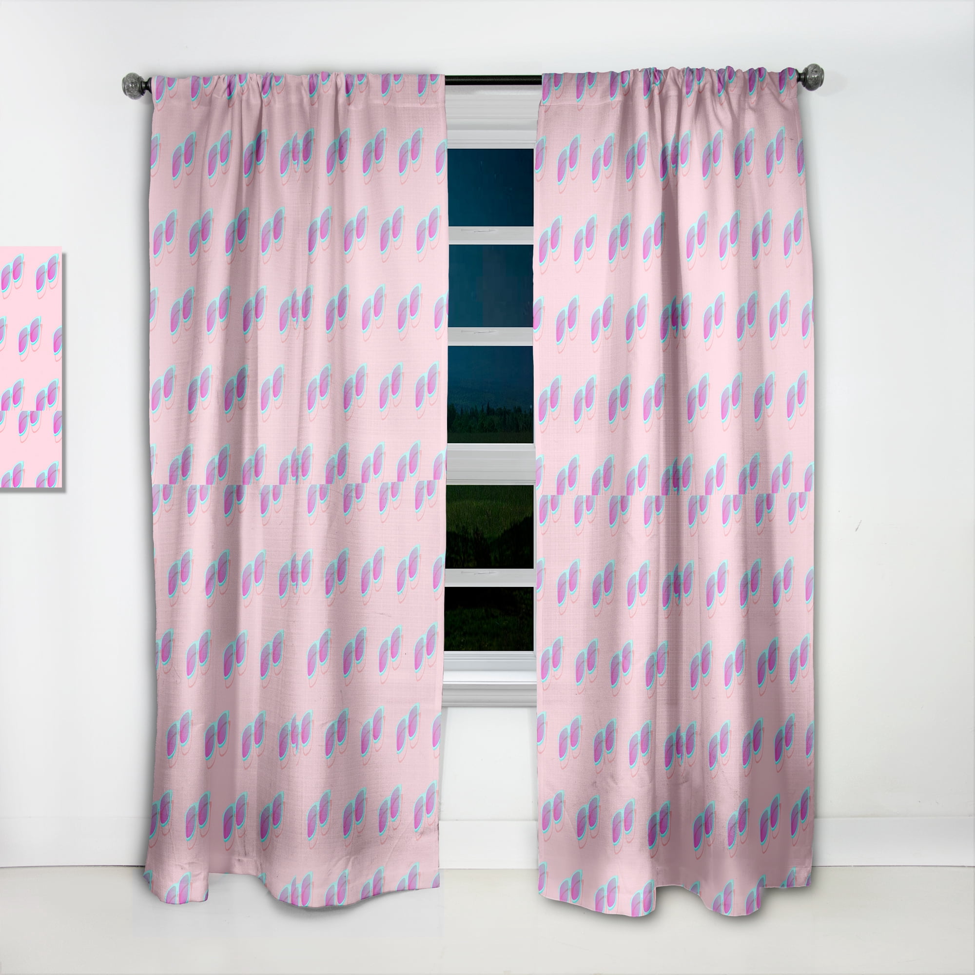 Designart 'Pink Fashion Abstract Retro Pattern I' Mid-Century Modern Curtain Panel