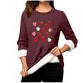 thumbnail image 3 of Aboser Thick Fleece Sweatshirts for Women Cute Strawberry Printing Shirts Warm Casual Crewneck Loungewear Comfy Soft Long Sleeve Sweatshirt Undershirts, 3 of 4