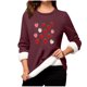 thumbnail image 2 of Heisall Womens Base Layer Shirts Autumn Winter Floral Print Round Neck Long Sleeve Thickened Fleece Teddy Shearling Warm Fitted Thermal Tops for Daily Cold Weather Wear, 2 of 3