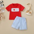 thumbnail image 2 of Toddler Baby Boy Clothes Outfits Fathers Day Embroidery T-Shirt & Plaid Shorts, 2-Piece Toddler Summer Set 12-18 Months, 2 of 9
