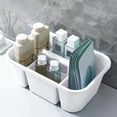 thumbnail image 4 of Portable Multi-Compartment Storage Tote, Plastic Divided Organizer with Handle, Small Household Supply Sorting Basket for Bathroom Kitchen Cosmetics Tools Craft, 4 of 6