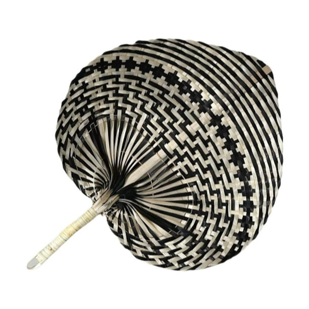 Abanico de mano de bambú en forma de corazón, accesorio fotográfico manual, hecho a mano para decoración de fiestas y bodas. Negro