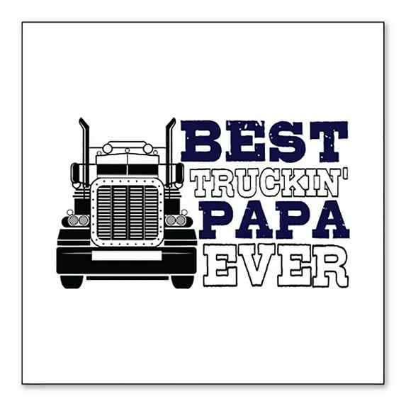 DistinctInk Custom Bumper Sticker - 6" x 6" Decorative Decal - White Background - Best Truckin' Papa Ever