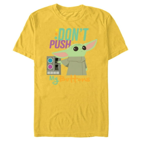 Star Wars The Mandalorian The Child Don't Touch My Buttons - Short Sleeve Blended T-Shirt for Adults - Customized-Yellow