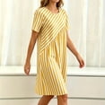 thumbnail image 6 of Snorda Summer Dress for Women Striped Dress Crew Neck Short Sleeve Patchwork Dresses Casual Loose Soft Breathable Dresses for Women All-Day Comfortable Wear, 6 of 7