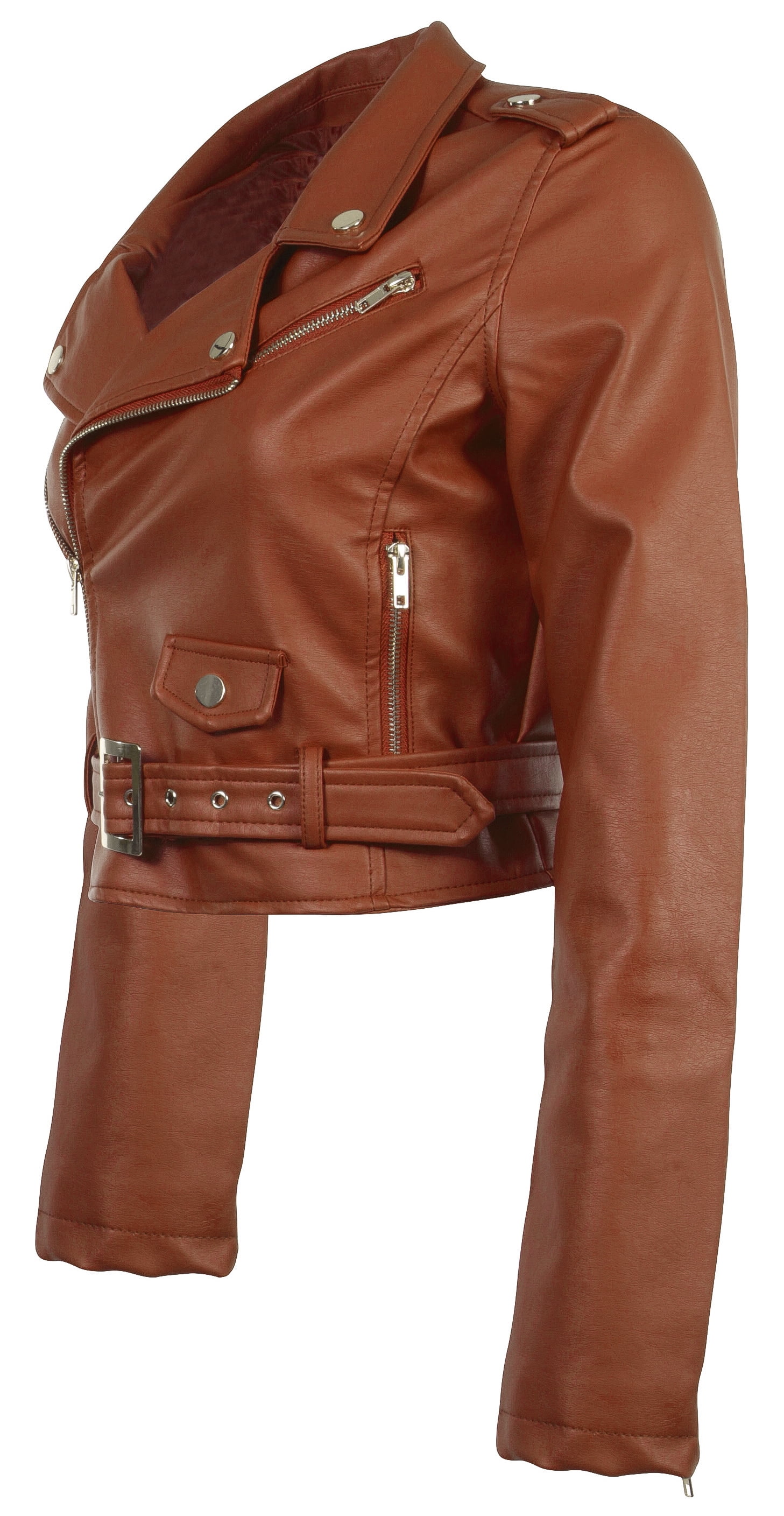 cropped tan leather jacket