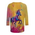 thumbnail image 4 of CYMMPU Women's Swing Shirts Horse Printed 3/4 Length Sleeve Vintage Crewneck Summer Fall Basic Tees Tunic Tops Business Work Blouses 2025 Clothes Multicolor S, 4 of 5