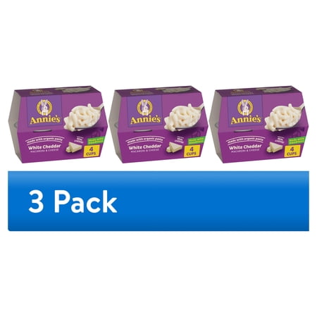 (3 pack) Annie's White Cheddar Microwave Mac and Cheese with Organic Pasta, 4 Cups, 8.04 oz