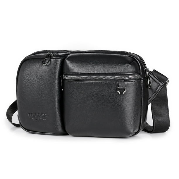 Bandolera bandolera de piel sintética para hombre, color negro, 27 x 5 x 16 cm