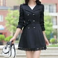 thumbnail image 2 of Elegant Ladies Long Sleeve Lace Trim Bowknot Mid Length Trench Style Coat for Women, 2 of 3
