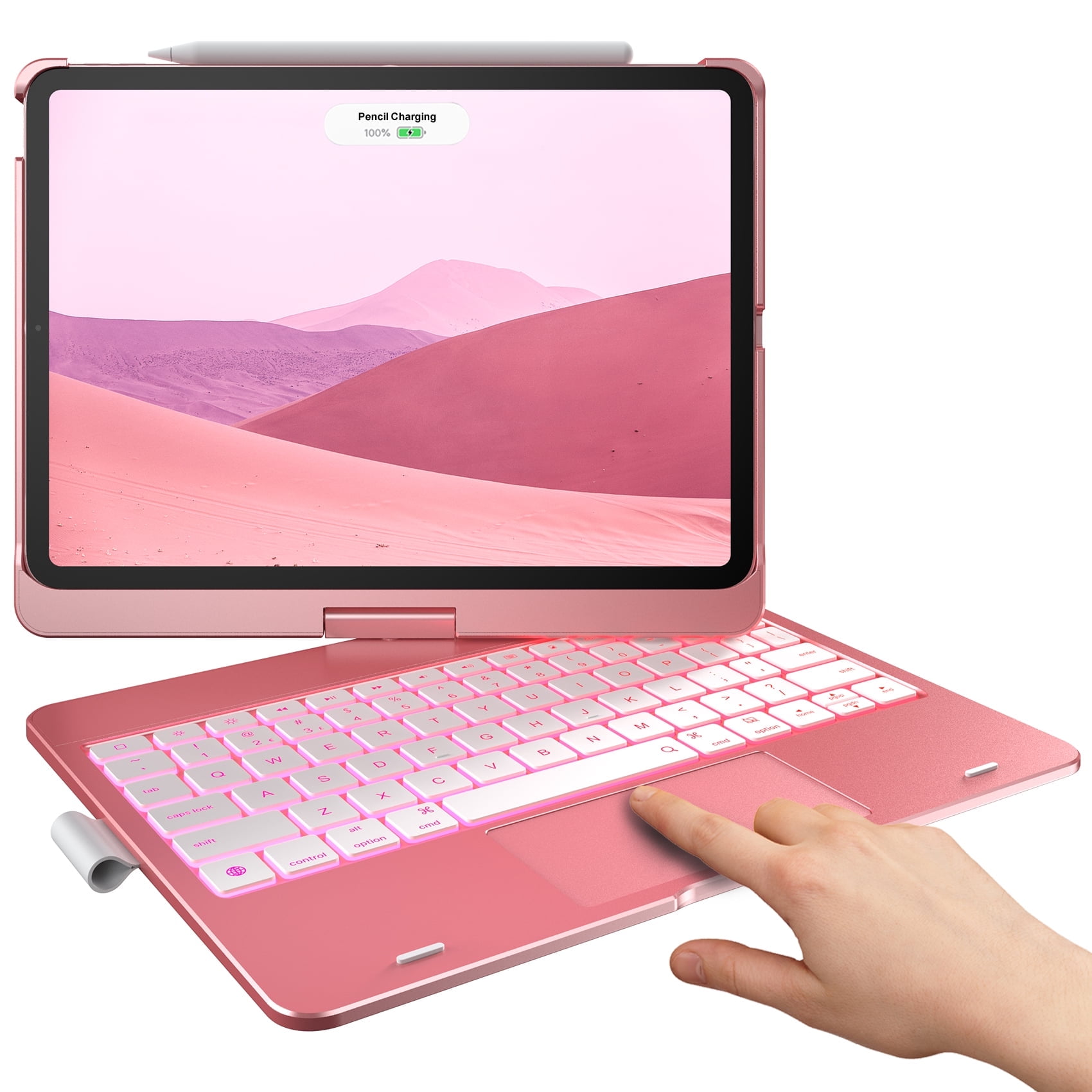 typecase Keyboard Case with Trackpad for iPad Air 11-inch (M4/M3/M2, 2026/2025/2024), Pro 11", Air 5 & 4, 360° Wireless Backlit Keyboard with Pencil Holder, Pink
