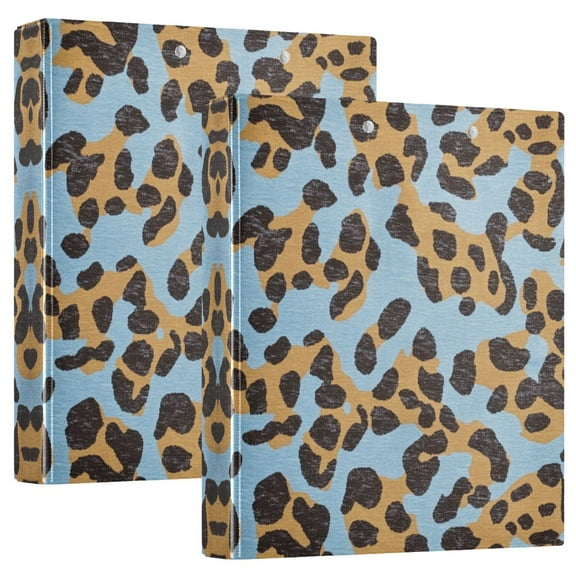 Waterproof PVC Round Ring Binder - D-Rings Clipboard, 200 Page Capacity (1 or 2-Pack), Ideal for Office , Home and School，Leopard Print