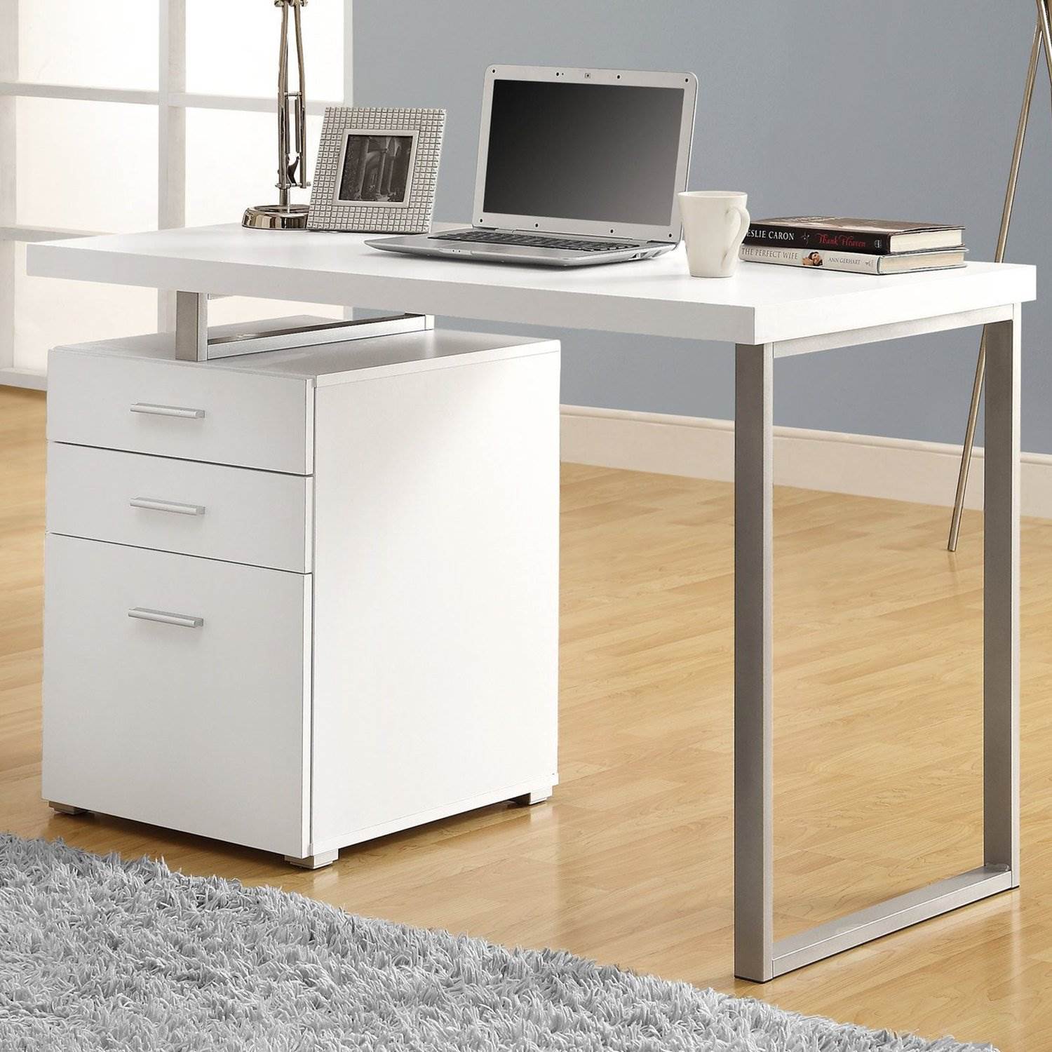 Monarch Specialties Left/Right Facing 47" Modern Home Office Computer Desk,White - image 2 of 5