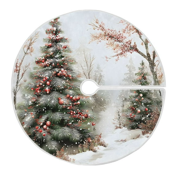 Ryvnso Christmas Tree Skirt Christmas Trees Watercolor Xmas Tree Skirts Ornament Home Decorations 35.4"