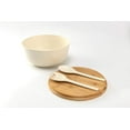 thumbnail image 3 of Cuenco para mezclar de fibra de bambú para cocina, cuenco grande para ensalada con tapa de bambú macizo, incluye utensilios para servir, material ecológico no tóxico, apto para lavavajillas, fácil de, 3 of 5