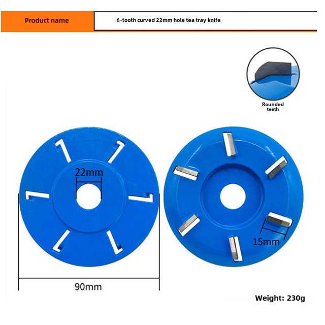 Blue 6-Tooth Curved Woodworking Chisel with 22mm Inner Diameter – Precision Carving Tool for Tea Trays, Tabletops & Reliefs, Ergonomic Design, Durable Material for Sharp, Long-Lasting Woodworking