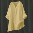 thumbnail image 2 of Wlynlyn Cotton Linen Shirts for Women 2024 Buttons V Neck 3/4 Sleeve Tops Trendy Dressy Blouses Casual Loose Comfy Tunic Tops, 2 of 5