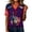 Dark Purple#006, variant on Women's USA Graphic V-Neck Short Sleeve T-Shirt with Red Blue Striped Raglan Sleeves for Casual Wear