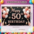 thumbnail image 2 of Rose Gold Happy 50th Birthday Banner White Balloons 50th Birthday Display Golden Sparkles Crown Design Birthday Celebration Backdrop for 50th Birthday Party Milestone Celebration Indoor Decoration, 2 of 8