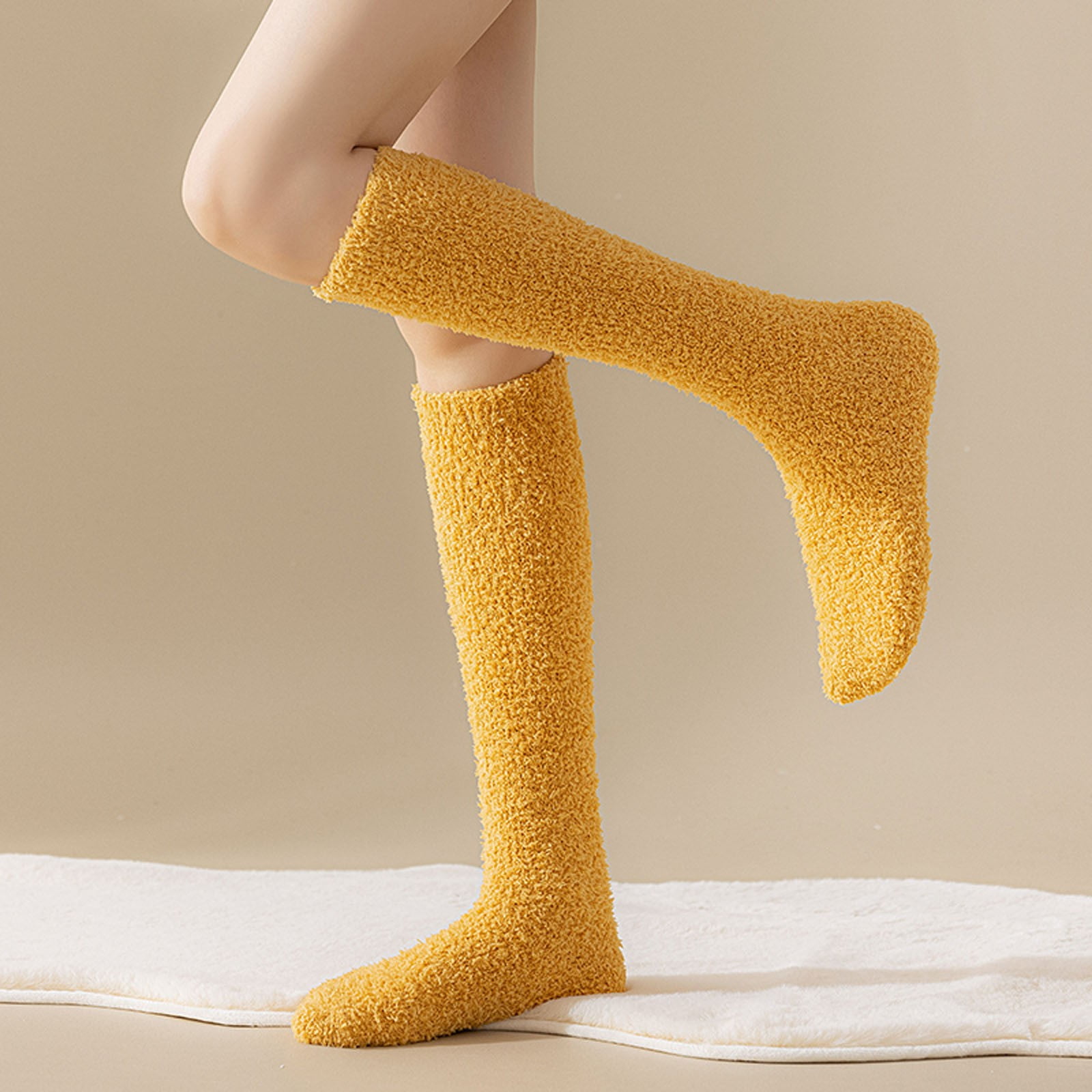 Chaussettes Hautes Montantes Femme Coton Chauffantes Hiver De Genoux Longues Tricot, Chaussettes De Noël (Vin Rouge