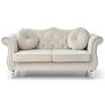 thumbnail image 3 of HomeStock Eclectic Escape Loveseat, 68"W x 35"D x 34"H, Velvet with Tufted Design, Nailheads & 2 Matching Throw Pillows-Color:Ivory, 3 of 5