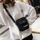 thumbnail image 5 of Bolso bandolera pequeño de lona para mujer, color sólido, para teléfono móvil (negro), 5 of 5