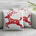 thumbnail image 3 of JEUXUS  Pack of  Soft Canvas Throw Pillow Covers Cases for Couch Sofa Home Decoration Christmas Holiday Reindeer with Stars Print  Christmas Red, 3 of 5