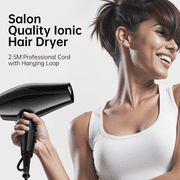 CONFU Ionic Ceramic Hair Dryer, with Diffuser & 2 Concentrator, Black
