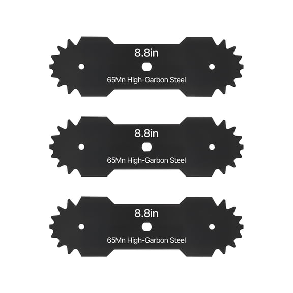 VEVOR Electric Edger Blades, 8.8-inch Length, 3-Pack Replacement Blades, 65Mn High-Carbon Steel with Electrophoretic Coating, Multi-Serrated Sharp Edge, Compatible with the VEVOR ASYTM01230 Edger