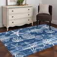 thumbnail image 3 of Navy Blue Coastal Area Rugs 3'x5', Small Throw Rugs for Living Room Bedroom, Summer Beach Nautical Starfish Coral Vintage Indoor Outdoor Rug Non-Slip Low Pile Carpet Runner Reversible Floor Mats, 3 of 8