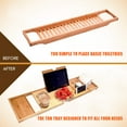 thumbnail image 3 of Yeacher Bathtub Caddy Tray Bamboo Spa Bathtub Caddy Organizer Book Tablet Holder Reading Rack Nonslip Bottom Extendable Sides, 3 of 8