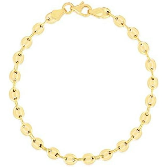 Floreo 10k Yellow Gold 6.5mm Puff Mariner Bracelet or Anklet